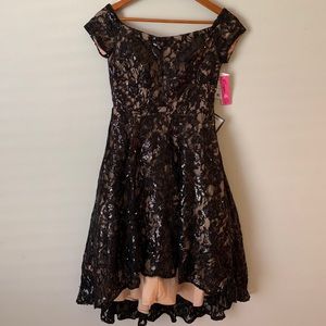 High-low sequin off the shoulder dress